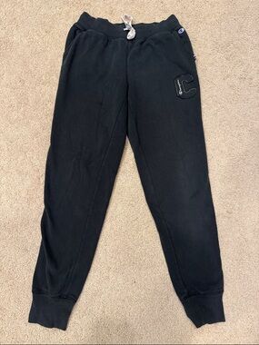 Champion Black Men's Fleece Joggers with Embroidered 'C' Patch